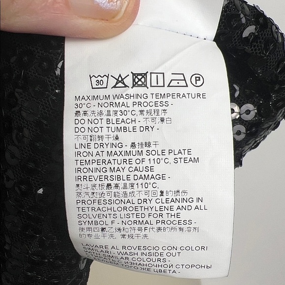 NEW Piombo Women's Size Large Black Sequin Crop Top Dark Glam Slinky Chic - Picture 7 of 7